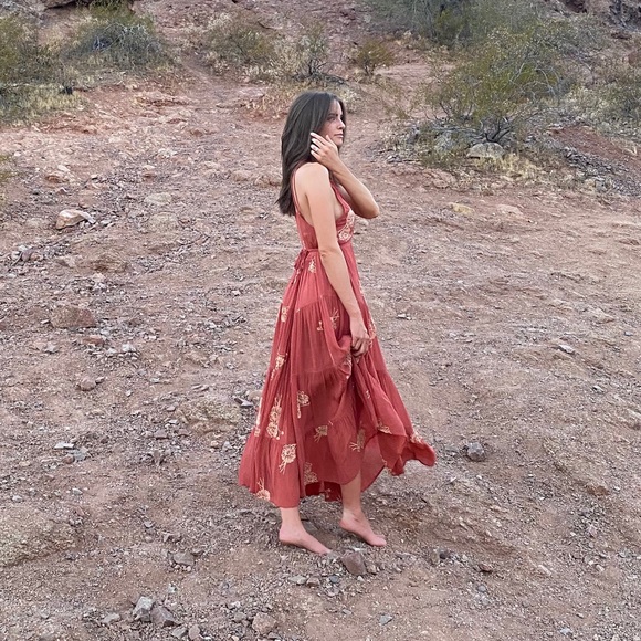 Free People Floral Embroidery Maxi Dress Size XS - Picture 2 of 4